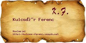 Kulcsár Ferenc névjegykártya