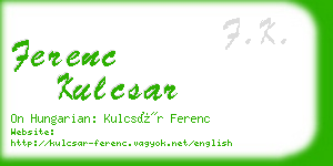 ferenc kulcsar business card